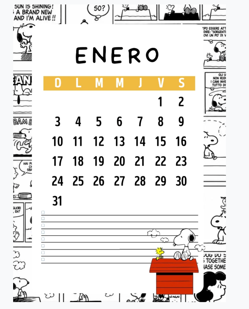 Agenda Snoopy 2027