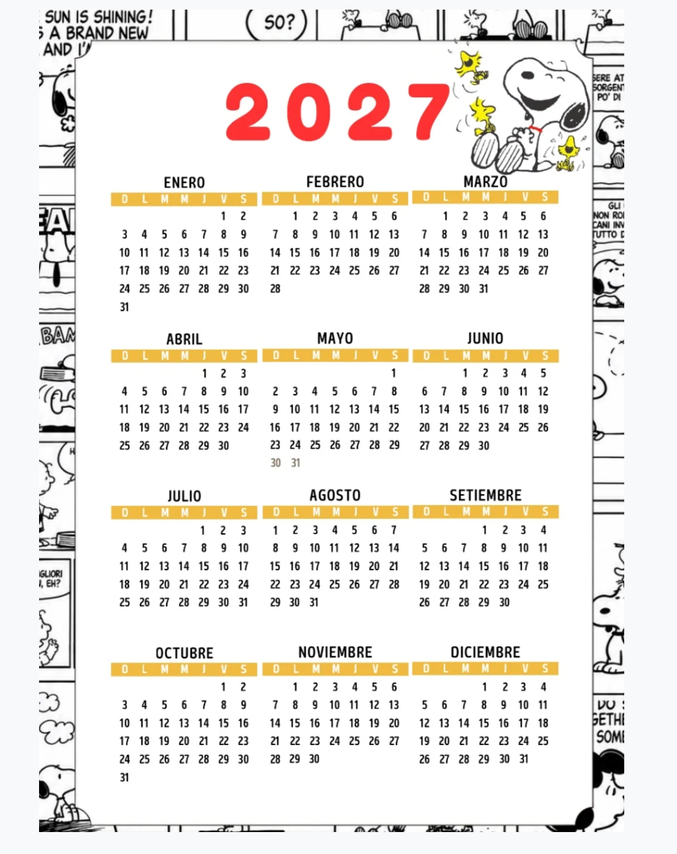 Agenda Snoopy 2027