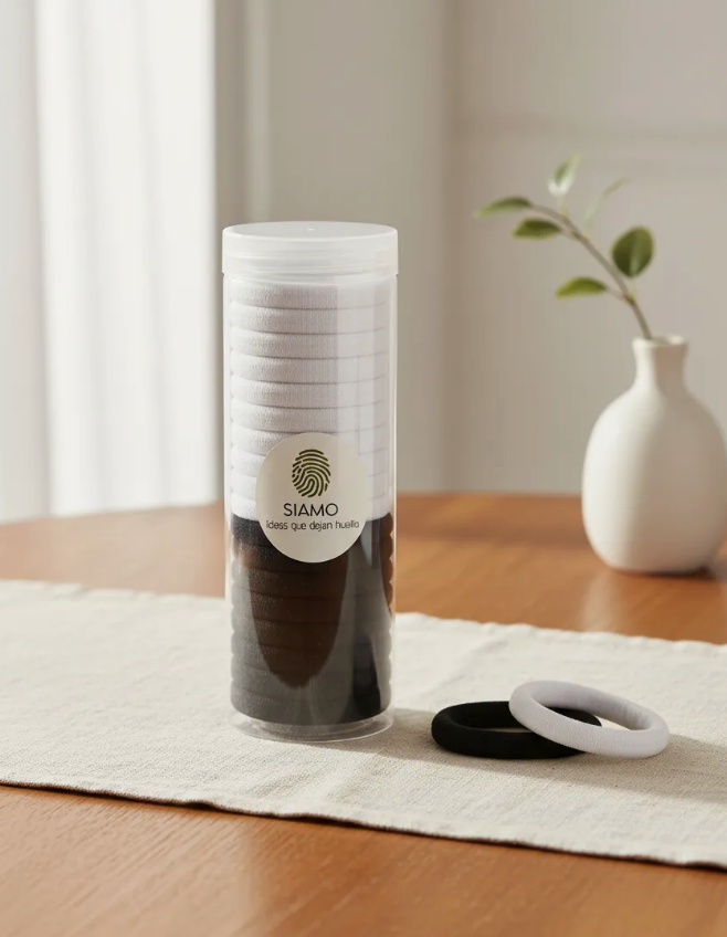 Ligas Para Cabello Elásticas X20 Con Frasco Siamo