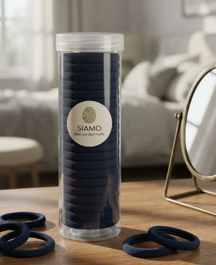 Ligas Para Cabello Elásticas X20 Con Frasco Siamo