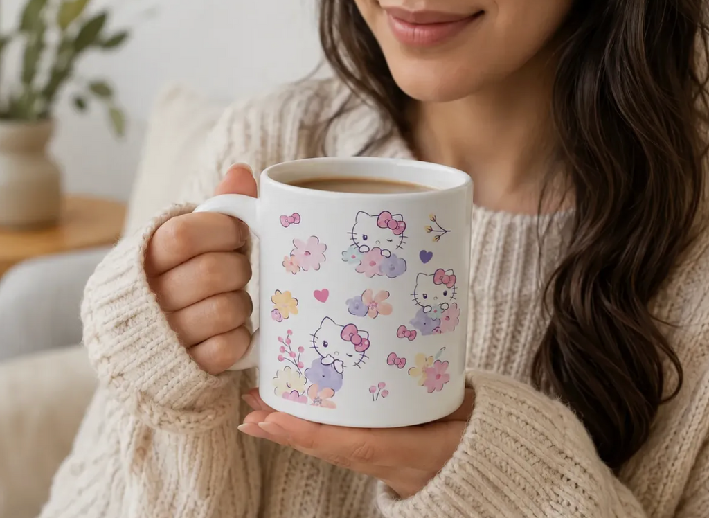 Taza personalizada Hello Kitty flores