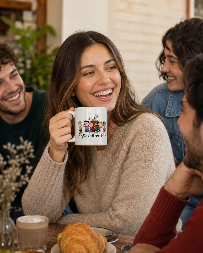 Taza Blanca Snoopy Peanuts Friends personalizada