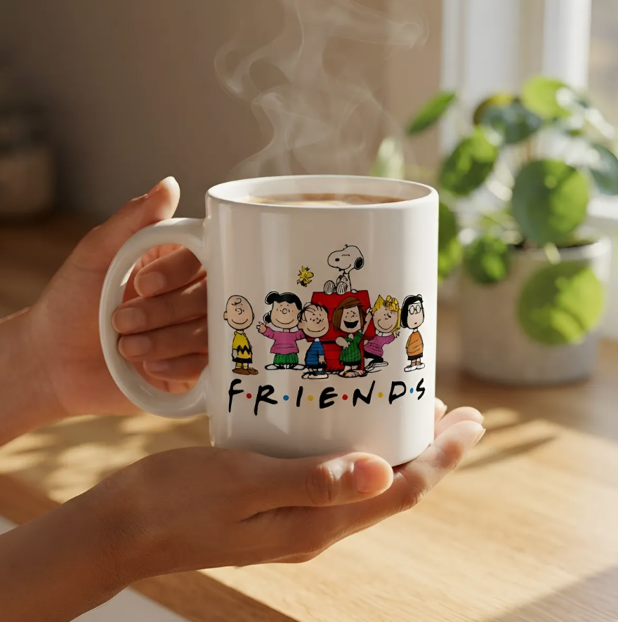 Taza Blanca Snoopy Peanuts Friends personalizada