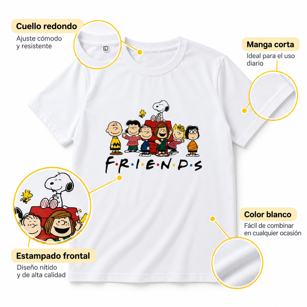 Polo Estampado Snoopy Peanuts Friends Unisex S, M, L, Xl